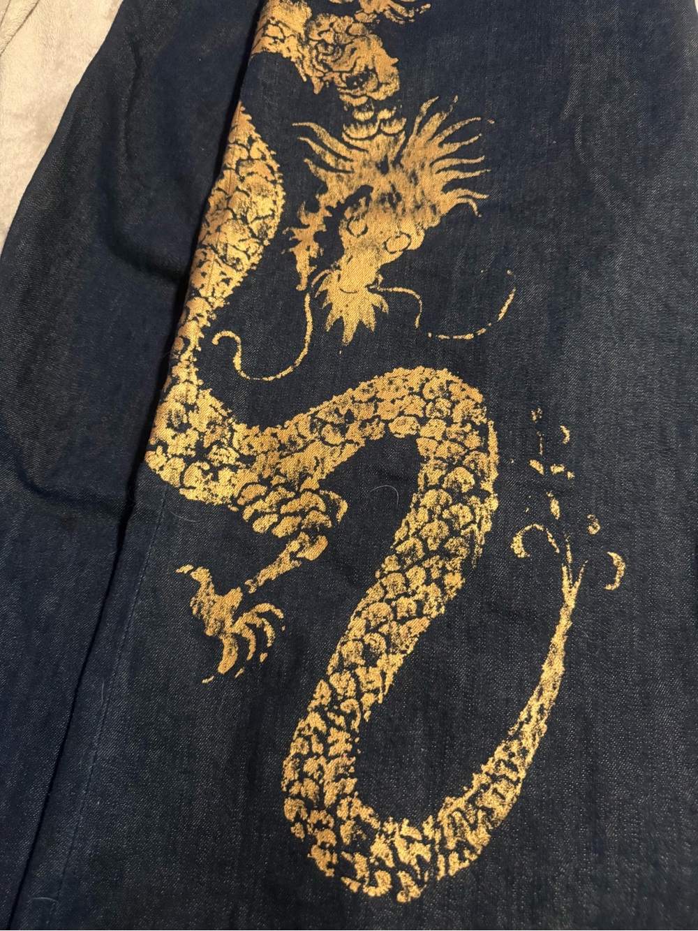 Lauren Ralph Lauren Dark Indigo Wide-Leg Jeans with Gold Stitching - Picture 4 of 5